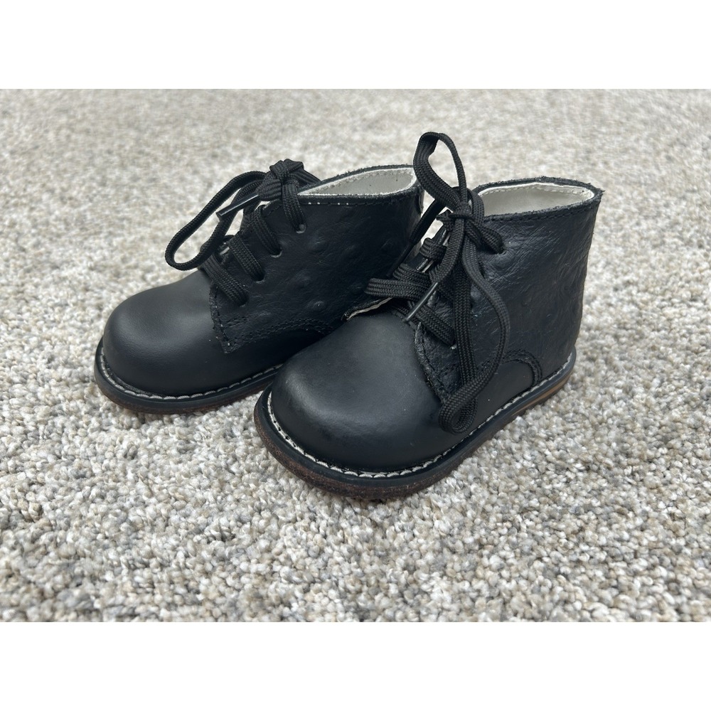 Josmo Walker Black Leather Hard Bottom Lace Up Walkers Size 3.5